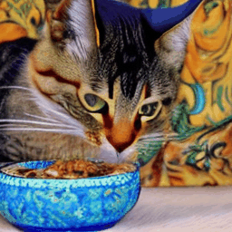 A cat eating food video generator