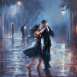 Couple Dancing in heavy rain video generator