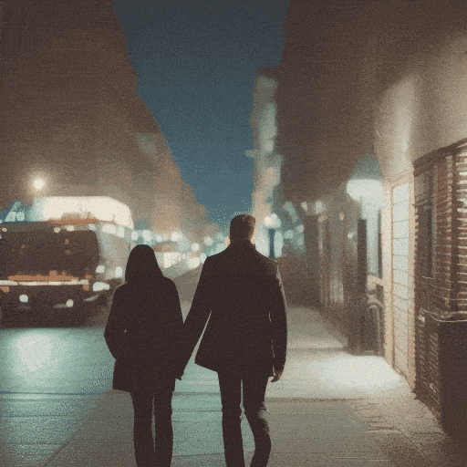 couples walking on street at night