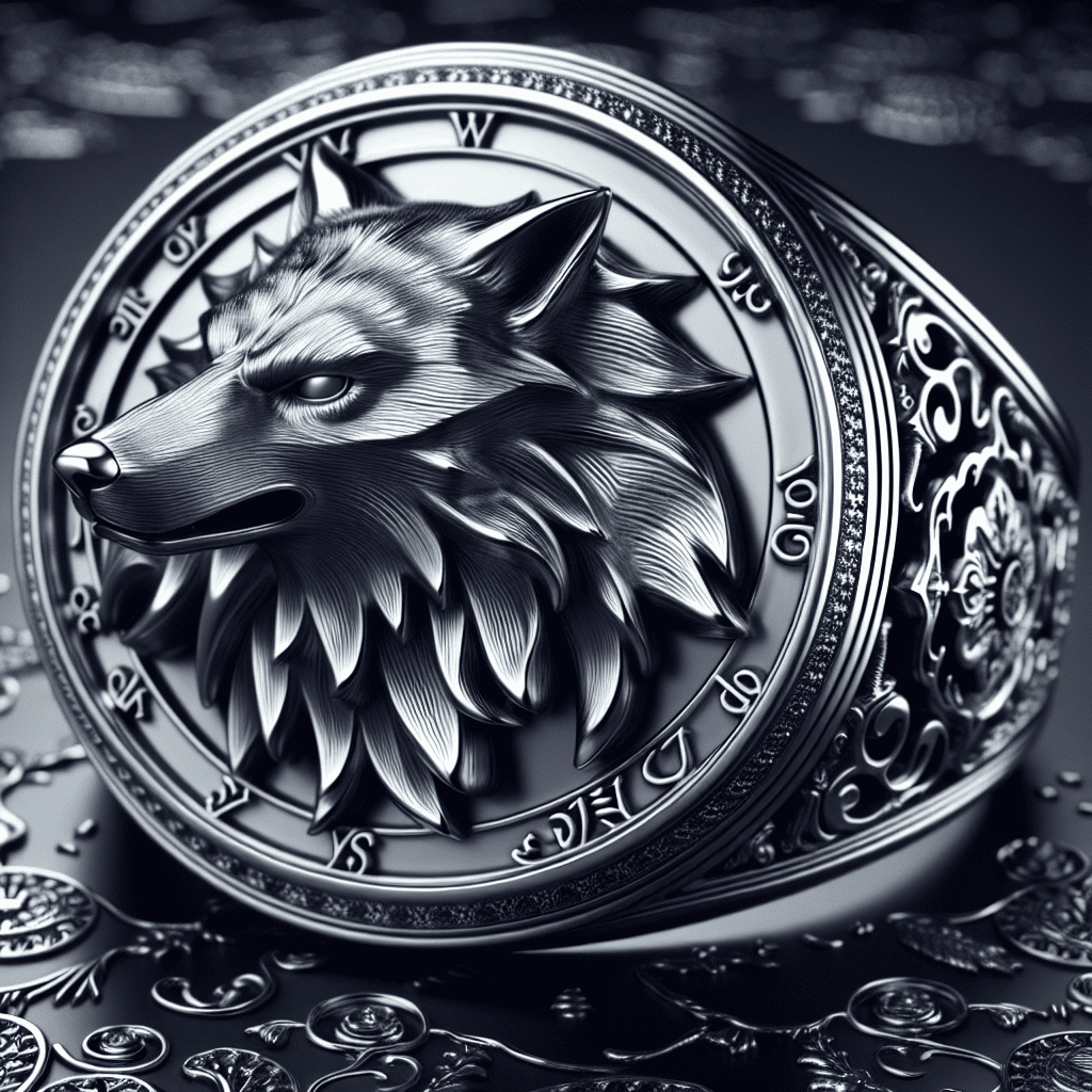 Silver Direwolf signet ring.